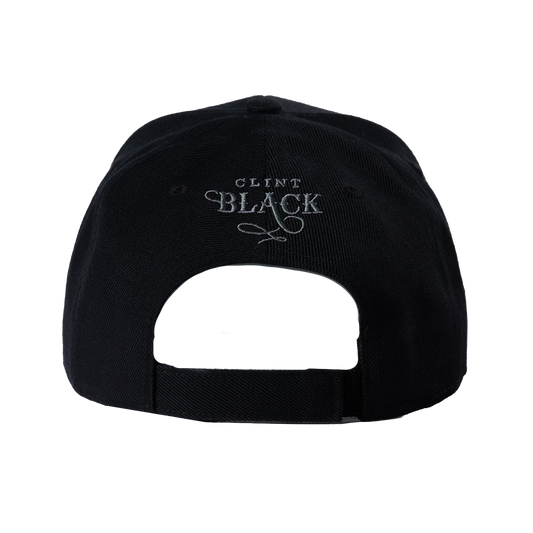 black hat features a gray American flag graphic on the front with text that reads "America Still In Love With You." The back features a Clint Black logo.