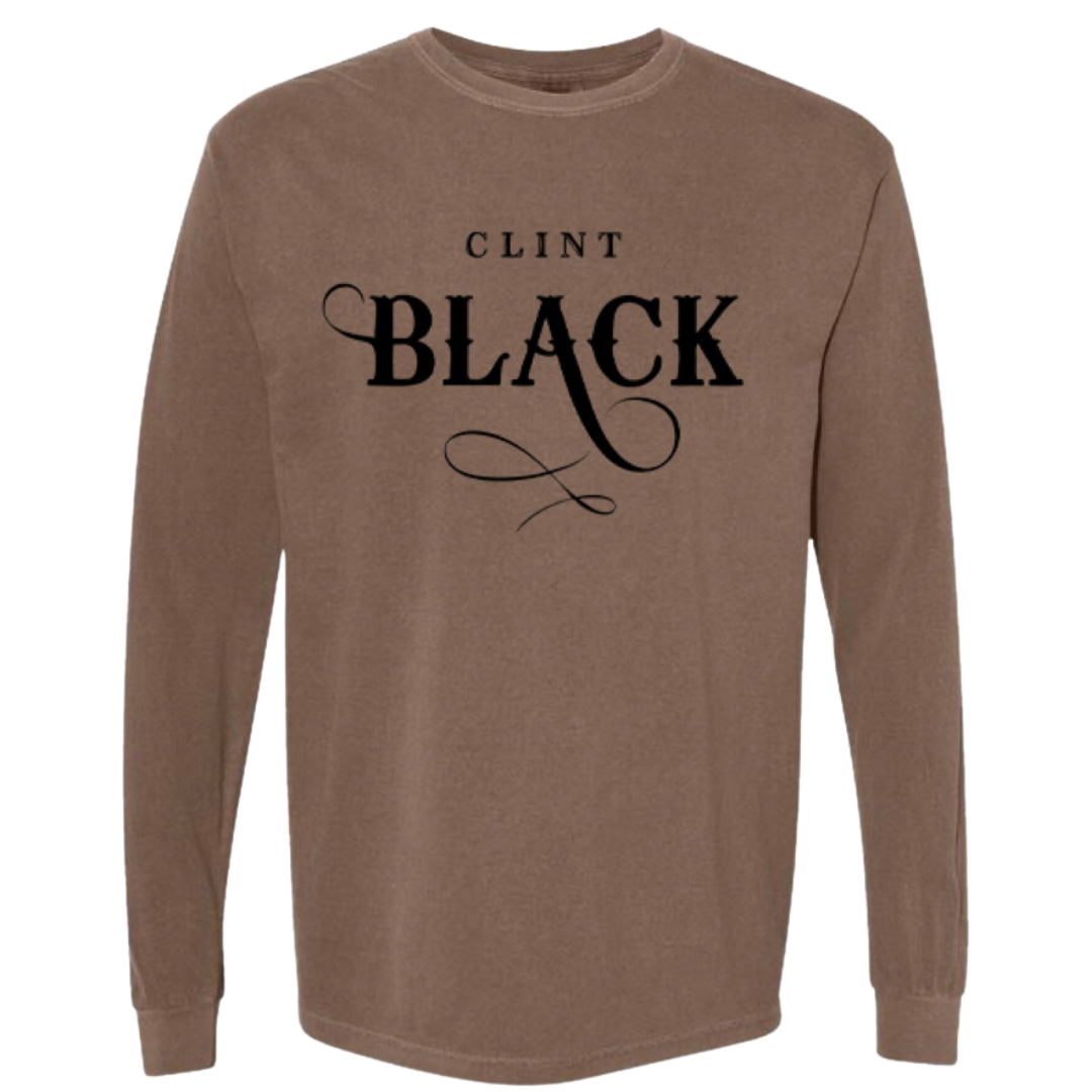 espresso longsleeve features the Clint Black Logo on the front