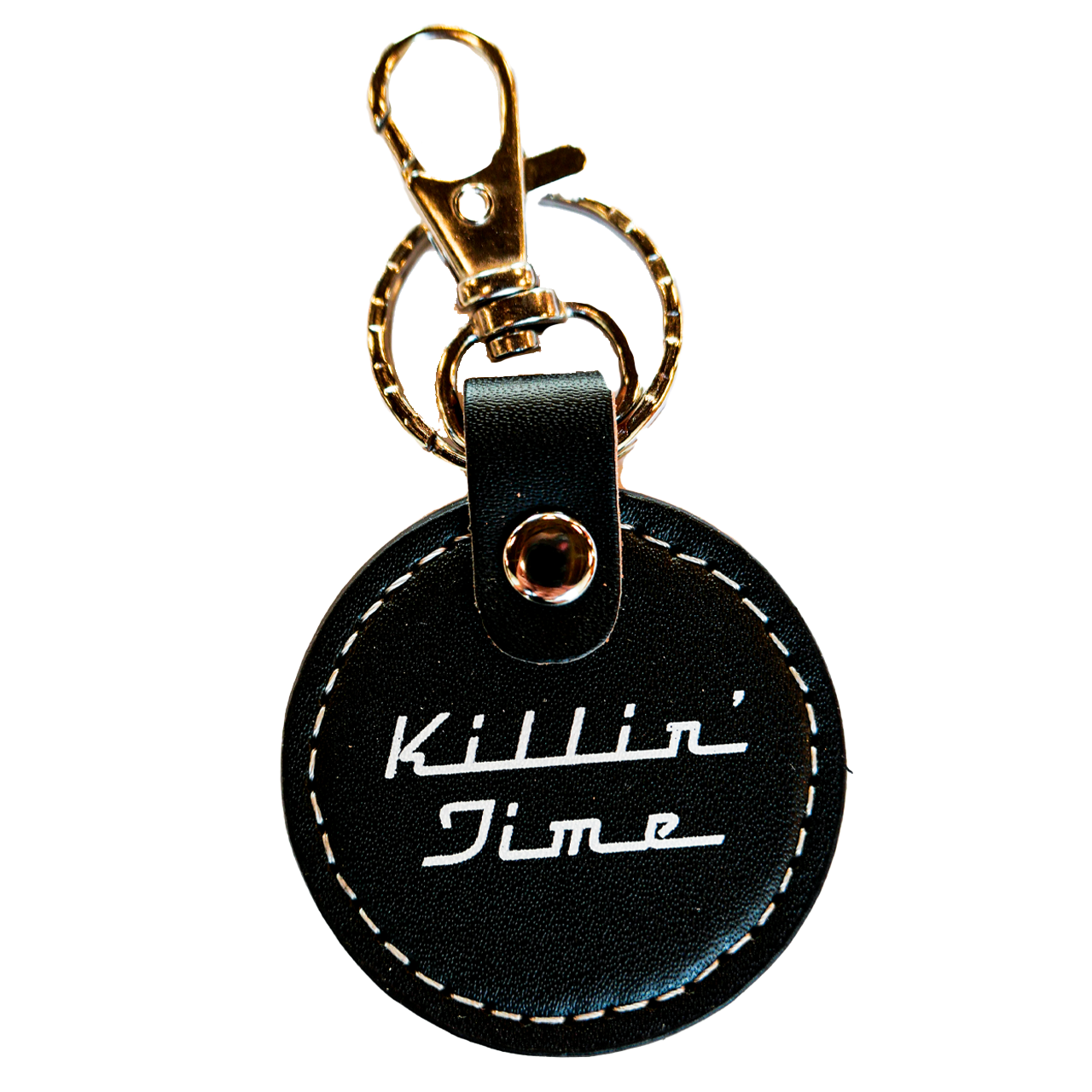 leather keychain features the text "Killin' Time" on one side and the Clint Black logo on the other side.
