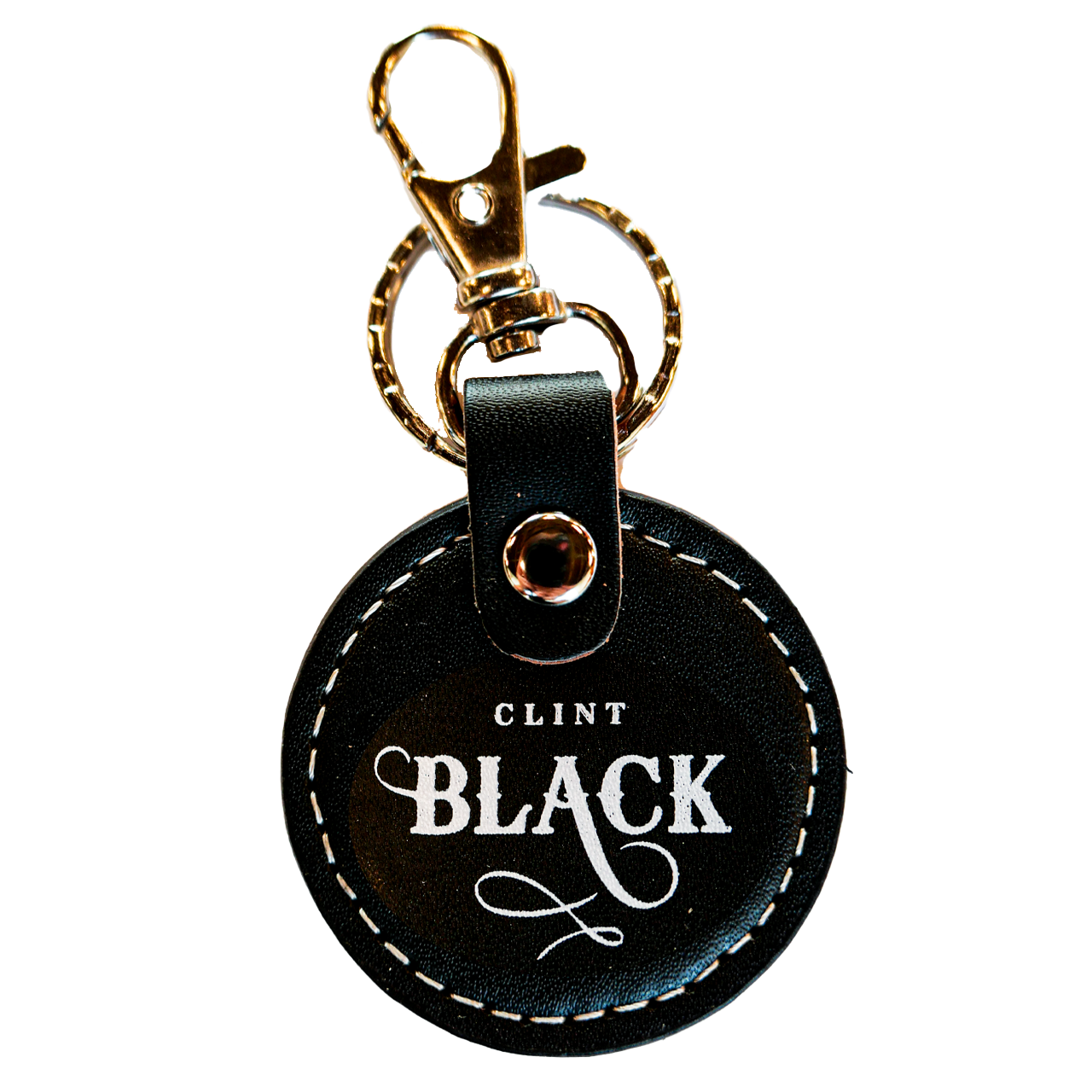 leather keychain features the text "Killin' Time" on one side and the Clint Black logo on the other side.