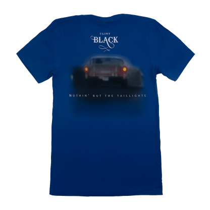 Blue tee features Nothin' But the Taillights album cover on the front and back. 