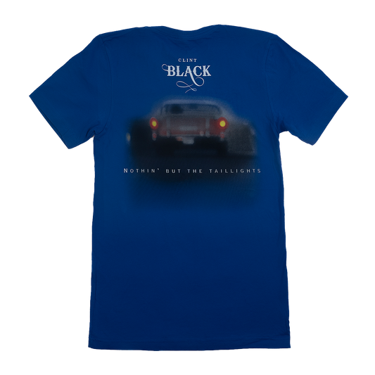 Blue tee features Nothin' But the Taillights album cover on the front and back. 