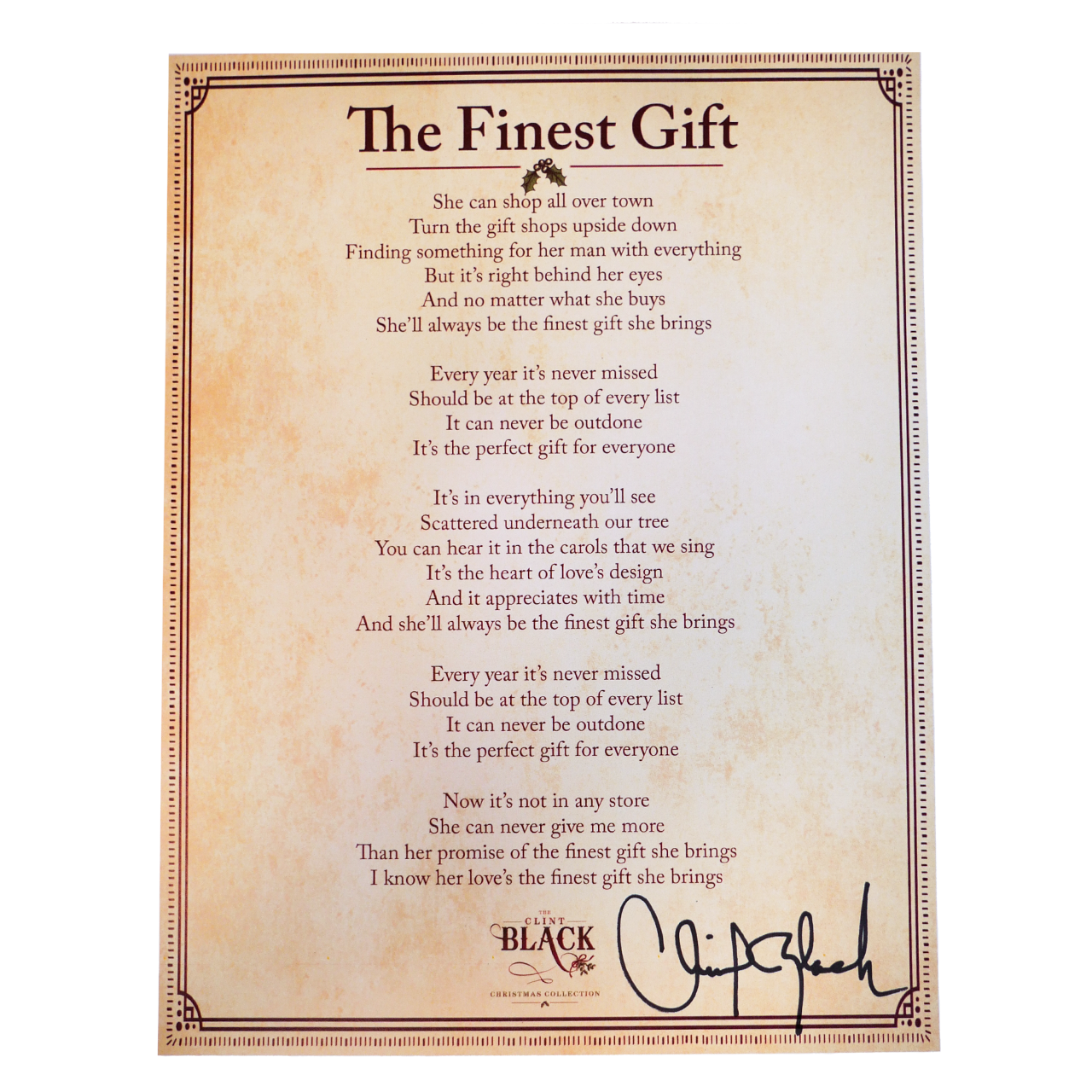 Finest Gift Signed Lyric Sheet