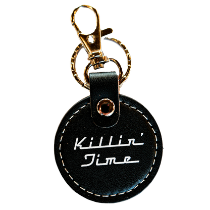 leather keychain features the text "Killin' Time" on one side and the Clint Black logo on the other side.