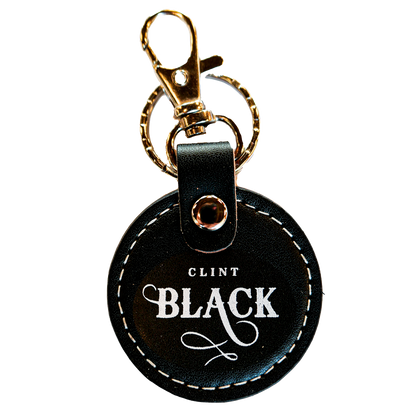 leather keychain features the text "Killin' Time" on one side and the Clint Black logo on the other side.